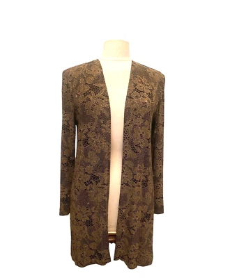 R&M Richards Chaqueta Cárdigan Dorado Negro Talla 10 Brillo Fiesta Crucero Boda Foto 1 de 4