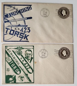 PR CACHET ENVELOPES WWII SUBMARINES US NAVY YARD PORTSMOUTH NH USS TORO TORSK * - Picture 1 of 2