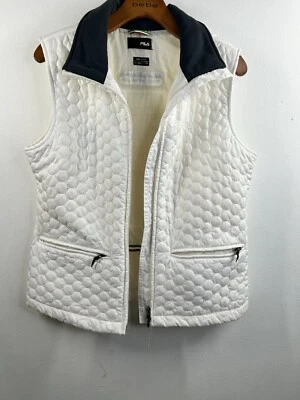 Chaleco acolchado FILA para mujer color beige bolsillos cuello alto frente a presión talla L Foto 1 de 4
