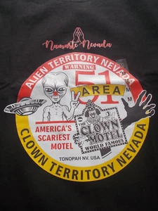 THE CLOWN MOTEL / AREA 51 NEW ADULT T-SHIRT FROM TONOPAH NEVADA SIZE (MED) U.F.O - Picture 1 of 4
