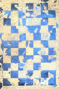 Bunkar Handmade 100% Leather Cowhide Rug Blue Metallic Square - Picture 1 of 3