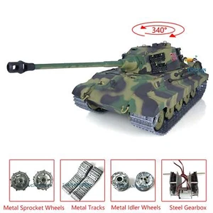 2.4G Henglong 1/16 7.0 King Tiger 3888A BB IR RTR RC Tank Metal Track Smog Sound - Picture 1 of 12