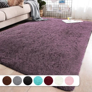 Fluffy Rug Anti-Skid Shaggy Area Rug Super Soft Rectangle Floor Mat Home Bedroom - Picture 1 of 24