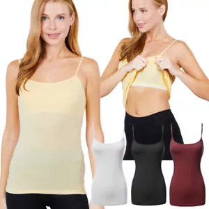 CAMI Camisole with Built in Shelf BRA Adjustable Spaghetti Strap Layer Tank Top - Picture 1 of 42