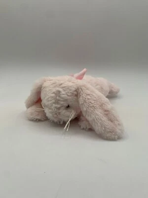 BEARINGTON BABY Pink BUNNY Rabbit Rattle PLUSH satin tummy Bow Lovey Stuffed - Image 1 of 4
