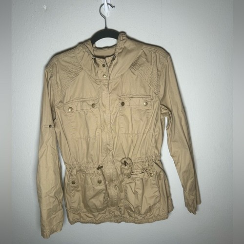 Giacca Michael Kors Cargo Tan con cappuccio e taglia med