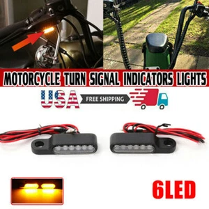 2x Mini LED Motorcycle Turn Signal Indicator Flasher Amber Blinker Light Lamp U - Picture 1 of 12