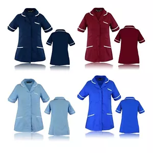 Womens Ladies Healthcare Hospital Nurse Collared Top Tunic Dress Work Uniform UK - Picture 1 of 38