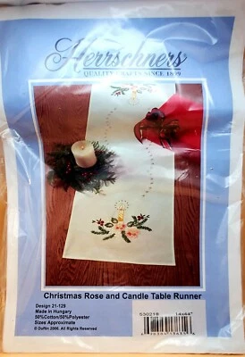 Herrschners 2006 "Christmas Rose and Candle Table Runner" - Image 1 of 4