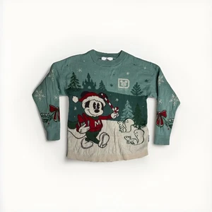 Disney Mickey Mouse Holiday Christmas Sweater Spirit Jersey Kids Youth XS 4 - Picture 1 of 6