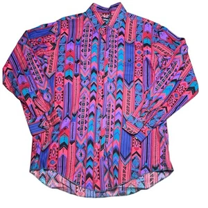 Vintage Wrangler Aztec Southwest Cowboy Shirt Mens Size 16 1/2 - 35 X-Long Tail - Picture 1 of 6