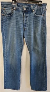 Levi's 501 Straight Leg Jeans Men's Size 34 X 30 Blue Button Fly Denim Workwear - Picture 1 of 5