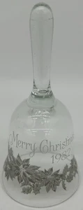 Buon Natale 1982 campana vischio e agrifoglio ~ senza clapper ~ campana decorativa in vetro - Foto 1 di 6