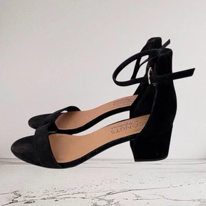Coconuts By Matisse Sandals Womens Size 11M Black Faux Suede Sling Back Heels - Picture 1 of 9