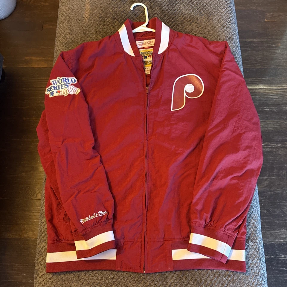 Mitchell And Ness cooperstown Vintage 1980 Phillies Light Zip Up Jacket Men’s XL - Image 1 of 4