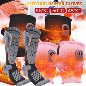 Unisex Heated Gloves Portable Fingerless Heating Gloves Outdoor Heating Socks - Picture 1 of 34