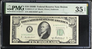 $10 Star Note**  GREEN SEAL FEDERAL RESERVE NOTE STAR NOTE BOSTON PMG 35 EPQ  - Picture 1 of 2