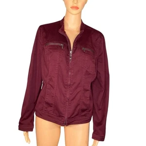 Giacca CB stile cargo bordeaux donna taglia large full zip con più tasche - Foto 1 di 6