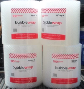 Lot of 4 - 100 ft  x 12 in -  3/16" Bubblewrap perforated every 12" - Picture 1 of 3