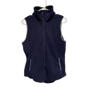 Old Navy Women’s Fleece Vest XS Full Zip Navy Blue Gray Pockets Layering Uniform - Picture 1 of 7