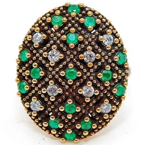 Ottoman Empire Style 2CT Treated Emerald 925 Sterling Silver Ring Sz 8 H1-4 - Picture 1 of 3