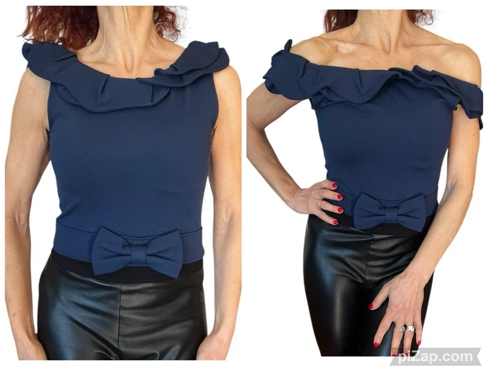 CAMISETA SIN MANGAS ROJA VALENTINO CROP PONTE LAZO ELÁSTICO O FUERA DEL HOMBRO S/M Foto 1 de 4