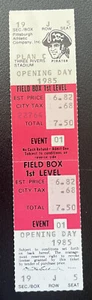 1985 PIRATES OPENING DAY FULL TICKET - Picture 1 of 1
