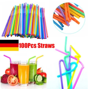 100 sztuk słomek do picia słomki z zagięciami elastyczne kolorowe mieszane 260x6 mm - Zdjęcie 1 z 20