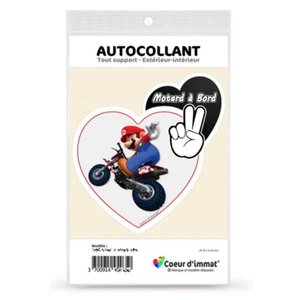 Sticker autocollant Coeur J'aime Motard à Bord - Mario - Picture 1 of 6