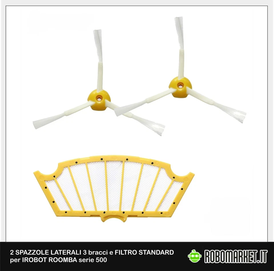 KIT RICAMBI FILTRI SPAZZOLE 3 BRACCIA PER IROBOT ROOMBA 500 505 510 520 521 530 - Immagine 1 di 4