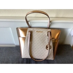 Michael Kors Charlotte Tasche Neu mit Etikett Rosegold Signature Satchel Bag Handtasche - Bild 1 von 6