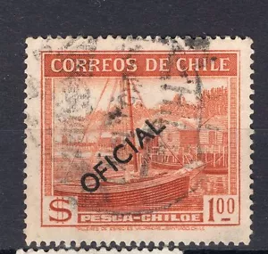 CHILE 1948-54 Sc.O64 1p orange brown OFICIAL used - Picture 1 of 1