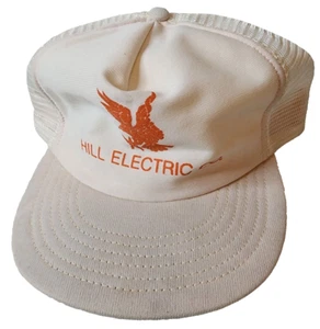 Vintage Hill Electric Co. White Trucker Hat Snapback Made In USA - Picture 1 of 4