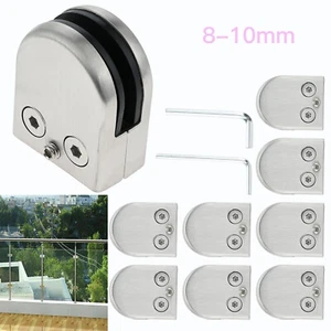 8 Stück Edelstahl Glasklemme flache Rückseite 8-10 mm für Geländer Handlauf Halterung - Bild 1 von 18