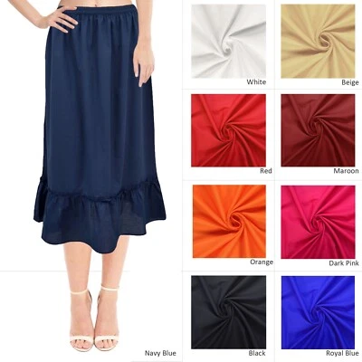 Falda enagua de algodón con medio deslizamiento vestido con volantes falda interior extensor para mujer Foto 1 de 3
