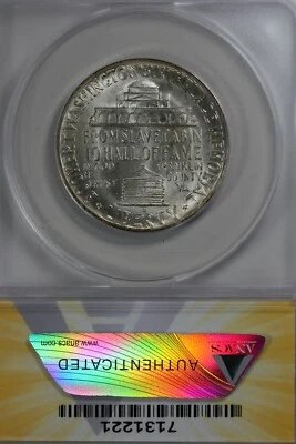 1946-D  .50   ANACS  MS 64 BOOKER T WASHINGTON    Classic Silver Commemorative   - Image 1 of 2