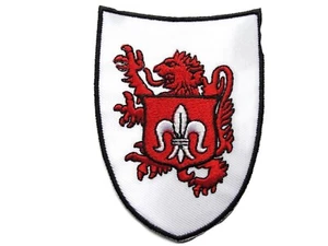 Aplique de parche de hierro bordado con cresta escudo flor de león emblema heráldico - Imagen 1 de 1