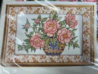 DESIGN WORKS ORIENTAL PEONIES COUNTED CROSS STITCH KIT 9676 - Image 1 of 3