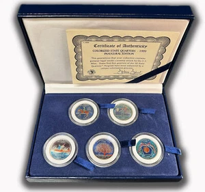 1999 Statehood Quarters 25c Inaugural Edition Colorized Five Piece Set - Picture 1 of 4