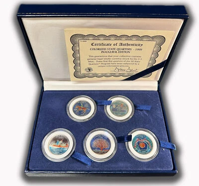 1999 Statehood Quarters 25c Inaugural Edition Colorized Five Piece Set - Image 1 of 4