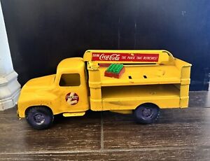 Vintage 1960's Buddy L Yellow Pressed Steel Coca Cola Toy Truck