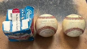 Lot 2 vintage RAWLINGS OFFICIAL LEAGUE Baseball 60CC Horsehide Cover + Box 2401 - Picture 1 of 18