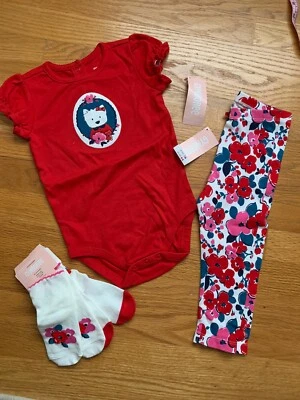 Gymboree Baby Girl 18-24 M Outfit Shirt Leggings & Socks ( 4 Pieces) NWT - Imagem 1 de 4