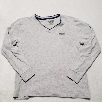 Kenneth Cole Reaction Shirt Mens Medium Gray Waffle V-Neck Pullover Long Sleeve - Image 1 of 4