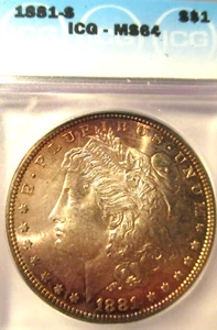 1881-S MORGAN SILVER DOLLAR ICG MS64 - Picture 1 of 2