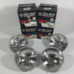 4 NOS Vintage GE 4001 High Beam Round Headlights (12v, 2 Prong) Replaces 5001 - Picture 1 of 15