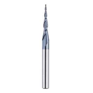 Tapered Ball Nose Spiral Router Bit 1.0mm Tip D, (0.5mm Radius) CNC Milling Bits - Picture 1 of 9