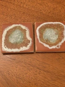 Anthropology Geode Cracke Glass Coasters Set of 2 - Picture 1 of 7