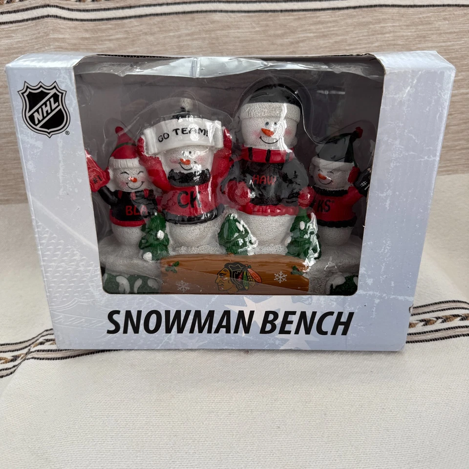 Chicago Blackhawks Muñeco de Nieve Navidad Decoración Banco Forever Coleccionables Foto 1 de 4