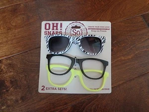 SO women's NWT interchange snap front sunglasses w/100% UV animal print, blue - Picture 1 of 5